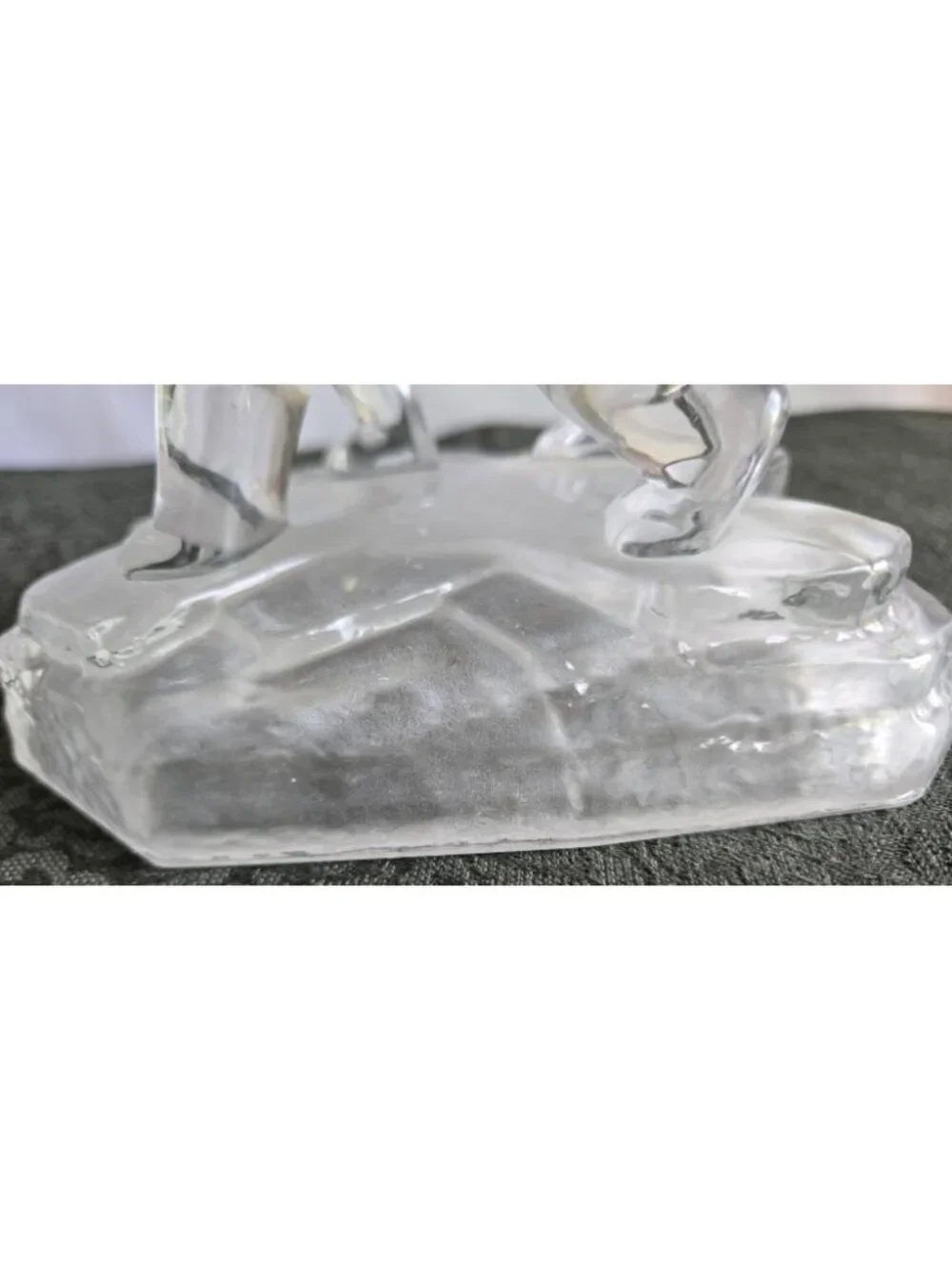 Vintage 1980s 24% Cristal D'Arques France Lead Crystal Polar Bear On Iceberg